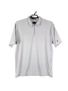 Mens White Nike Fit Dry Golf Striped Polo Shirt Short Sleeve Athletic Size XXL